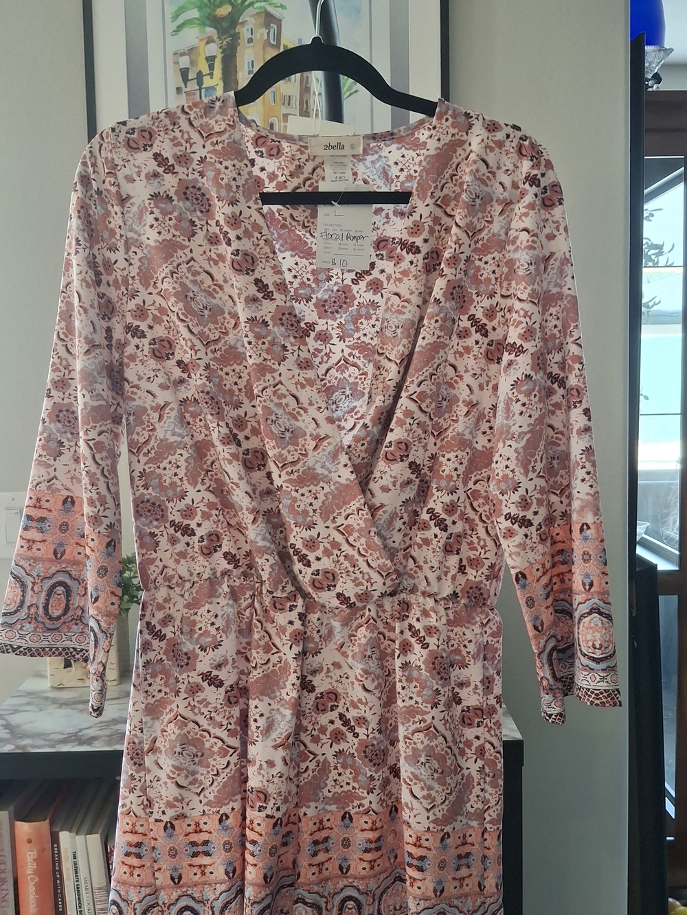 GUC! Sz: Large Women's 2Bella Mixed Pink Floral ROMPER Shorts